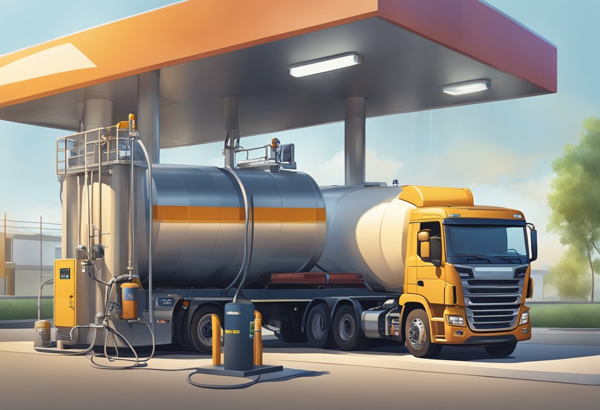 How to store HVO: A fuel truck pours HVO Diesel into a storage tank at a gas station