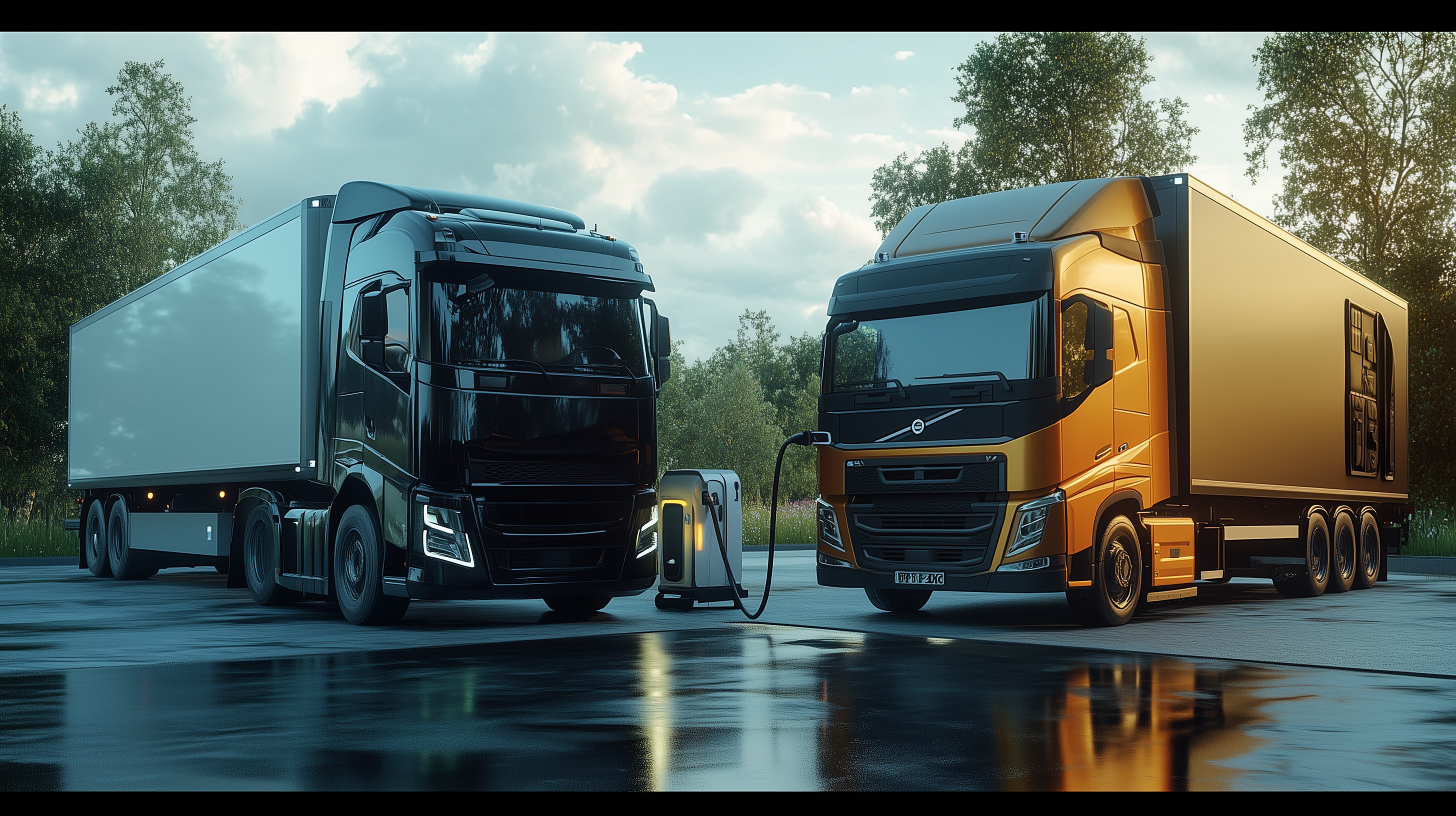 Two UK trucks representing HVO Fuel or Battery Electric vehicles